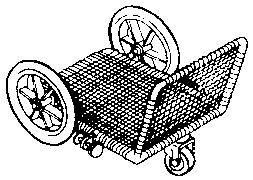 Device with jute or plastic weaving and one castor wheel
