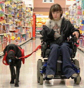Service dog and wheelchair for mobility